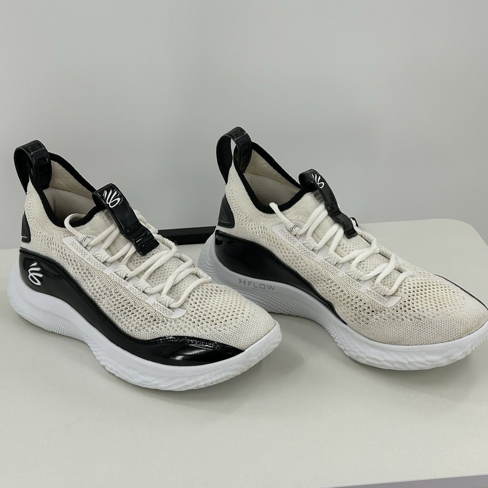Under Armor Curry Flow 8 NM Team Curry White Black Basketball Shoes M 8.5/W 10 - Picture 2 of 8